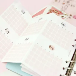 Fromthenon Pink Cute  Monthly Planner Inserts A5 A6 A7 Notebook Refill Filler Papers 2024 Agenda Planner School Stationery