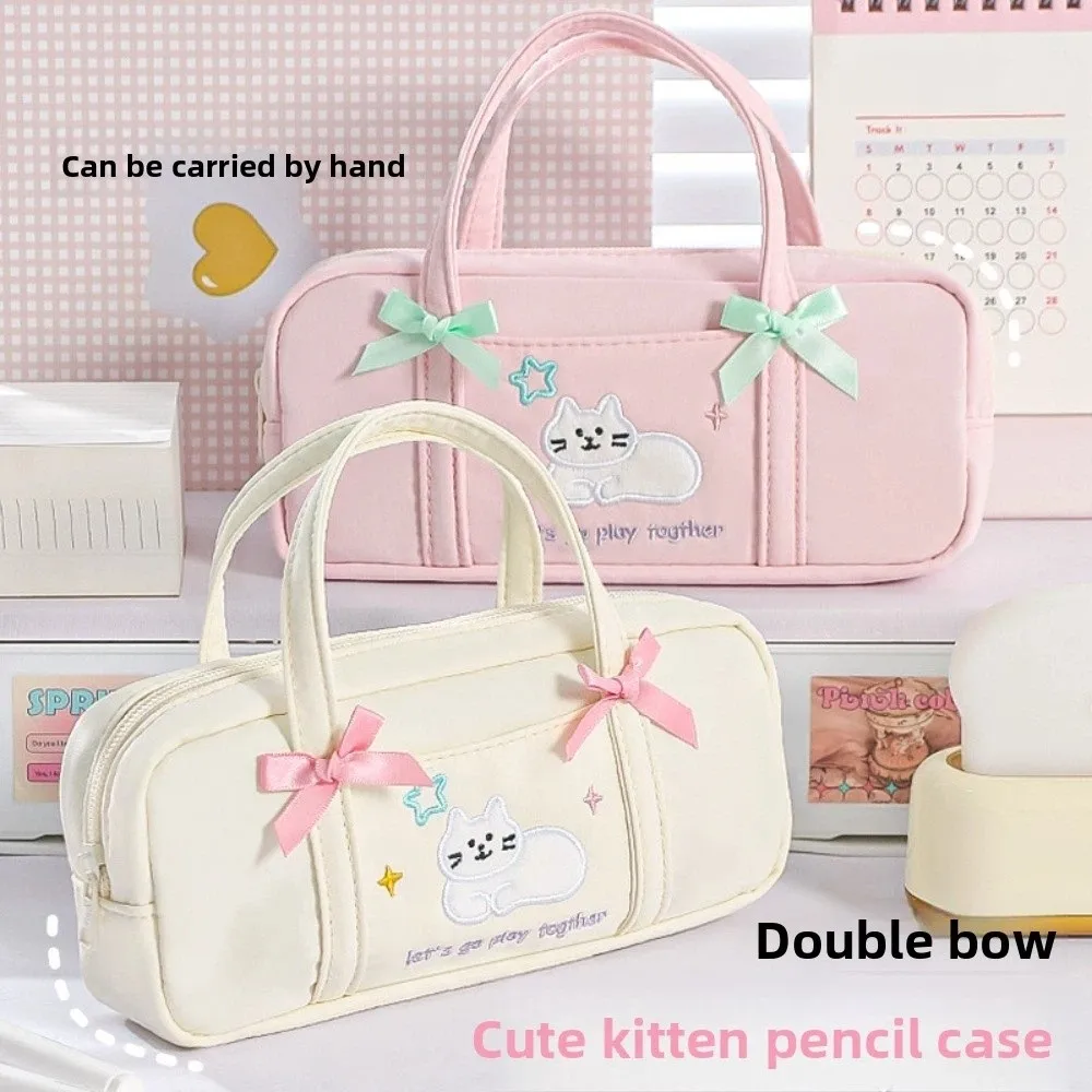 

Cartoon Cat Ballerina Bow Pencil Case Large Capacity Cute Kitten Design Korean Stationery Bag Pencil Holder School Pencil Box
