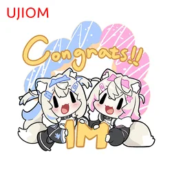 UJIOM 13cm × 12.3cm Hololive Fuwawa Abyssgard Kawaii Style Wall Stickers Creative Graffiti Decals Nice Skateboard Decoration