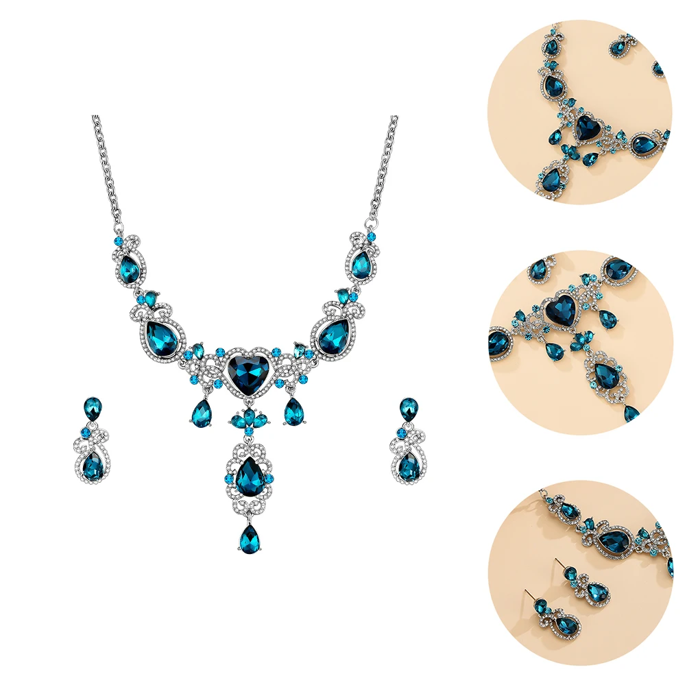 

Blue Necklace Set Clavicle Clavicle Matching Jewelry Matching Jewelry Luxury Party Supply Rhinestone Workmanship