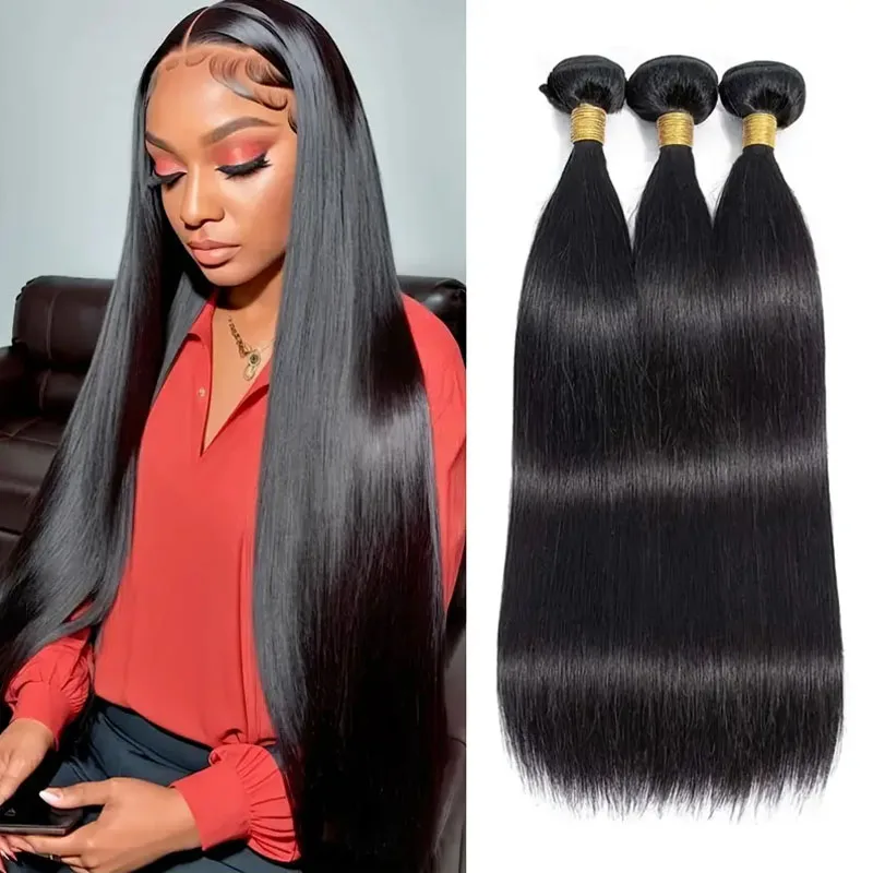 

30 Inch Brazilian Bone Straight Human Hair Bundles 10A 12A Remy Human Hair Weave Bundles Extensions For Women Natural Black Hair