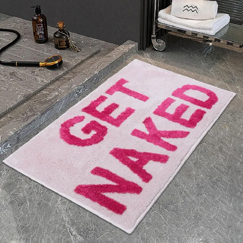 Get Naked Pink Floor Mat Non-slip Turfted Bathroom Rug Cute Bathtub Mat Entrance Doormat Living Room Apartment Decor Soft Carpet