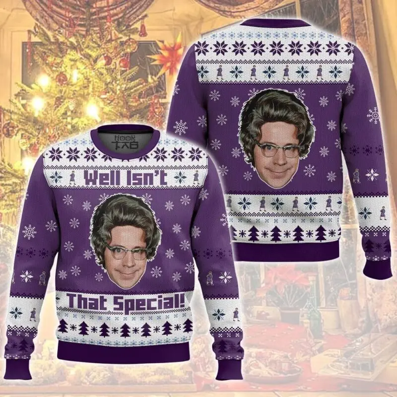 Christmas Ugly Sweater Saturday Night Fan Exclusive Abstract Humorous Fun Scene Printed Winter Round Neck Sweater Holiday Fun