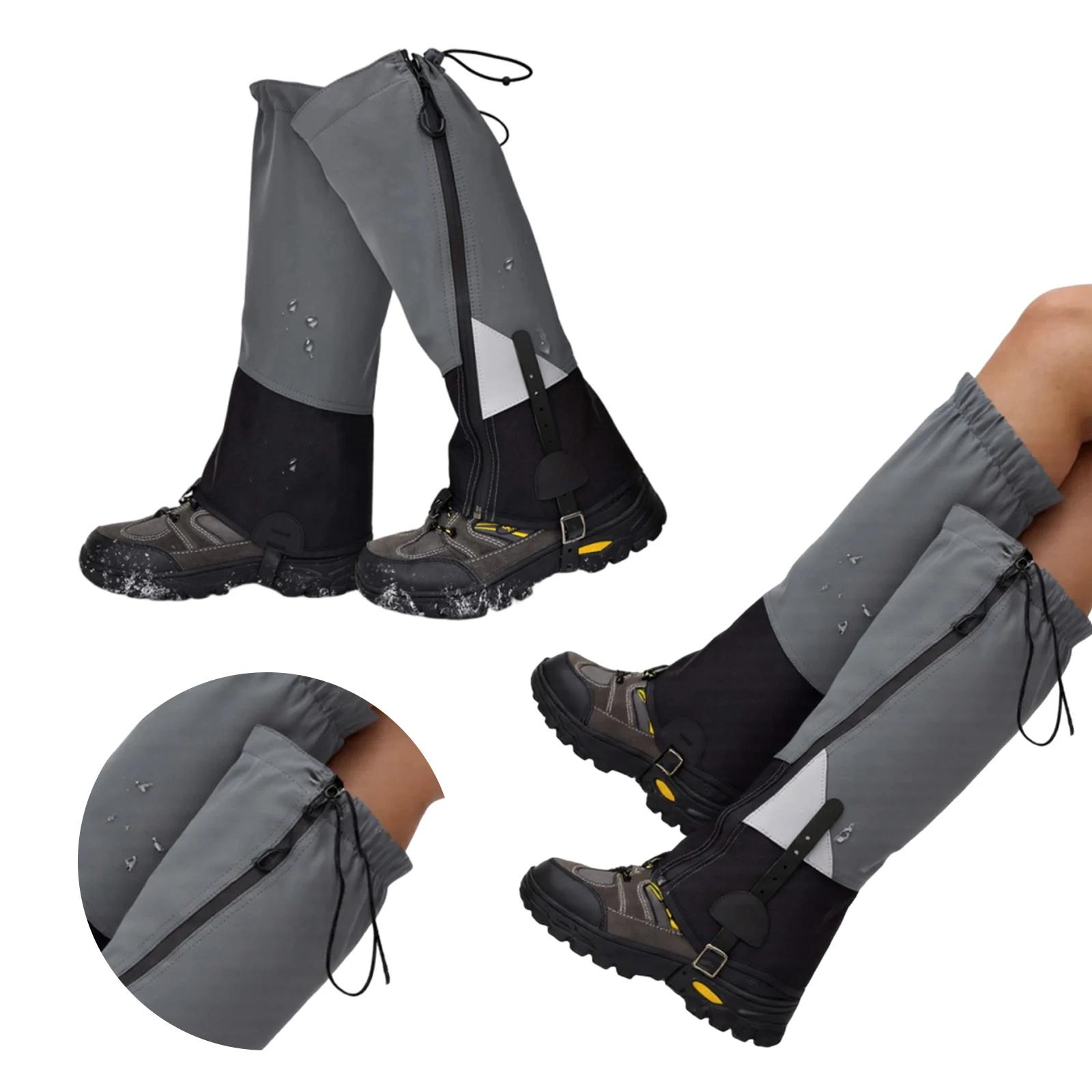 

2 шт. защитных чехлов для ног (обувь в комплект не входит) с водонепроницаемой молнией, дышащие гетры для обуви, для активного отдыха, кемпинга, треккинга, альпинизма
