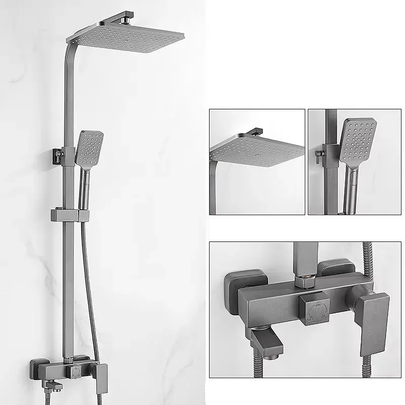 YMC All-Copper Bathroom Shower Set Household Pressurized Bath Shower Jet Massage Spray Patterns Stainless Steel Brass