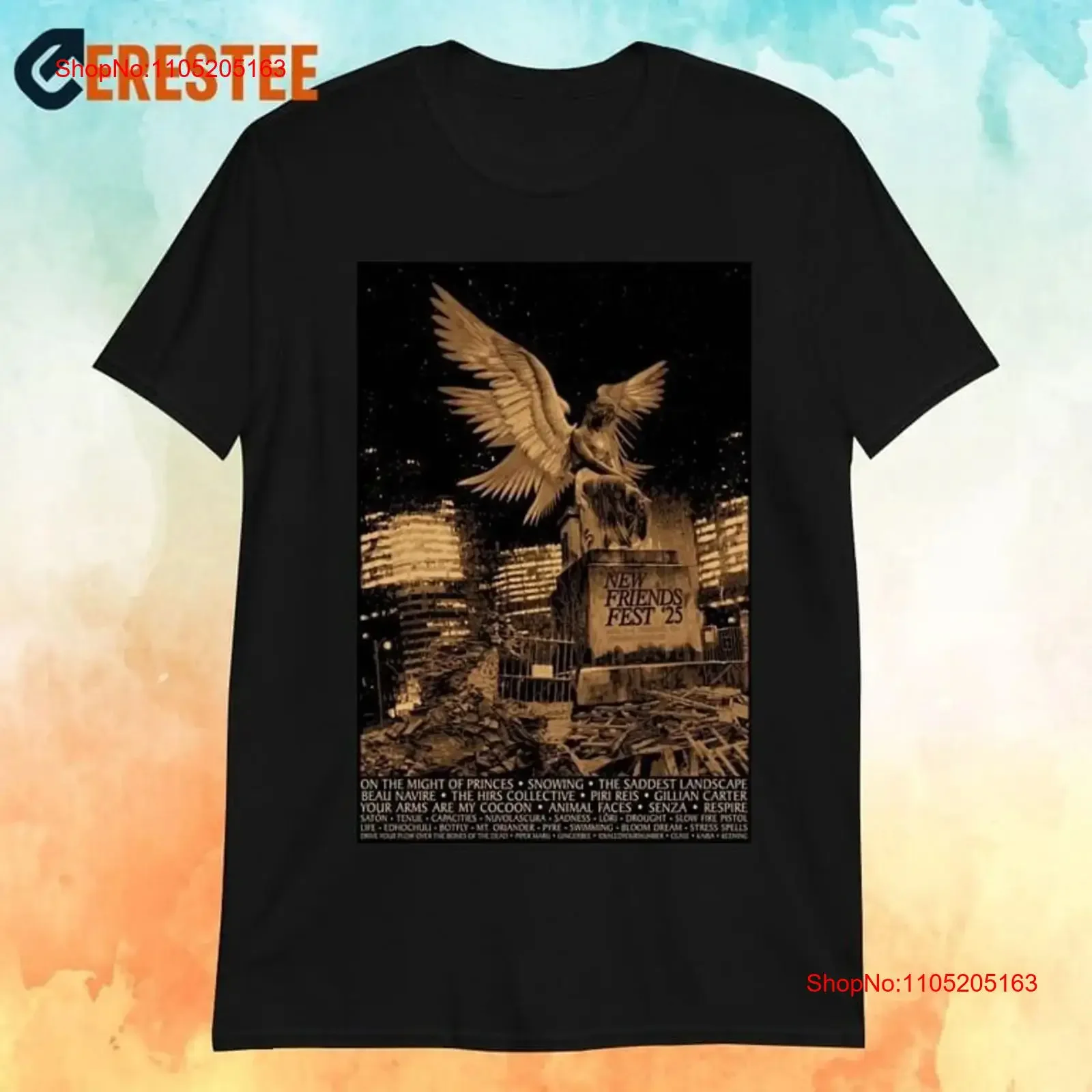 Friends Fest Lithuanian House Toronto Poster T Shirt vintage Washed Soft Casual Unisex Stretched homme Stylish streetwear