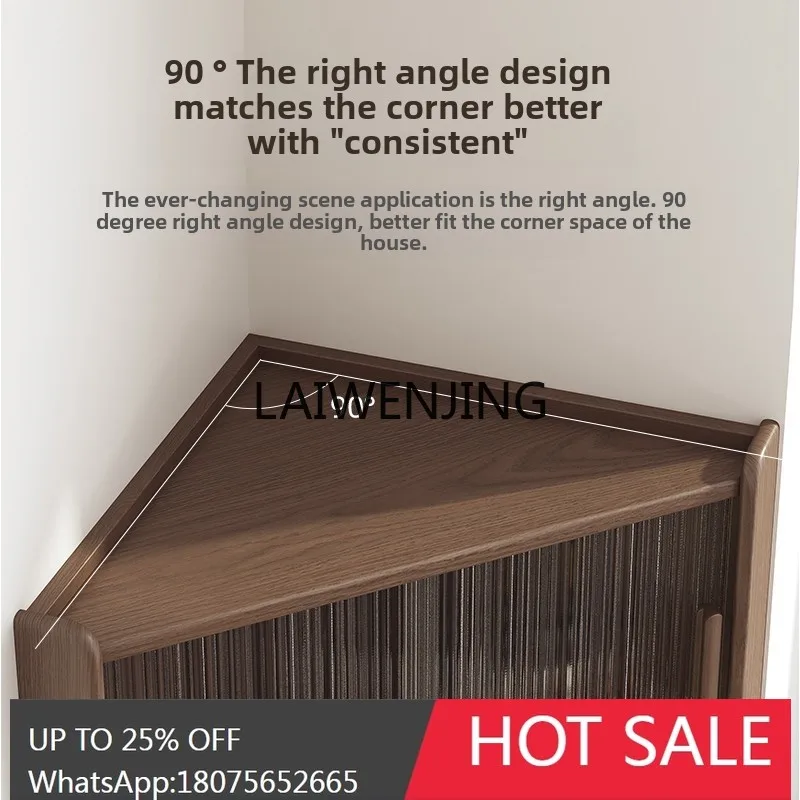 HLZ solid wood corner cabinet shelf living room triangular floor storage cabinet