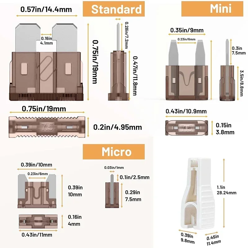 180pcs Auto Car Truck Micro & Mini & Standard Fuse Blade 2A-40A Mixed Kit Fuse Assortment Car Blade Fuses Accessories