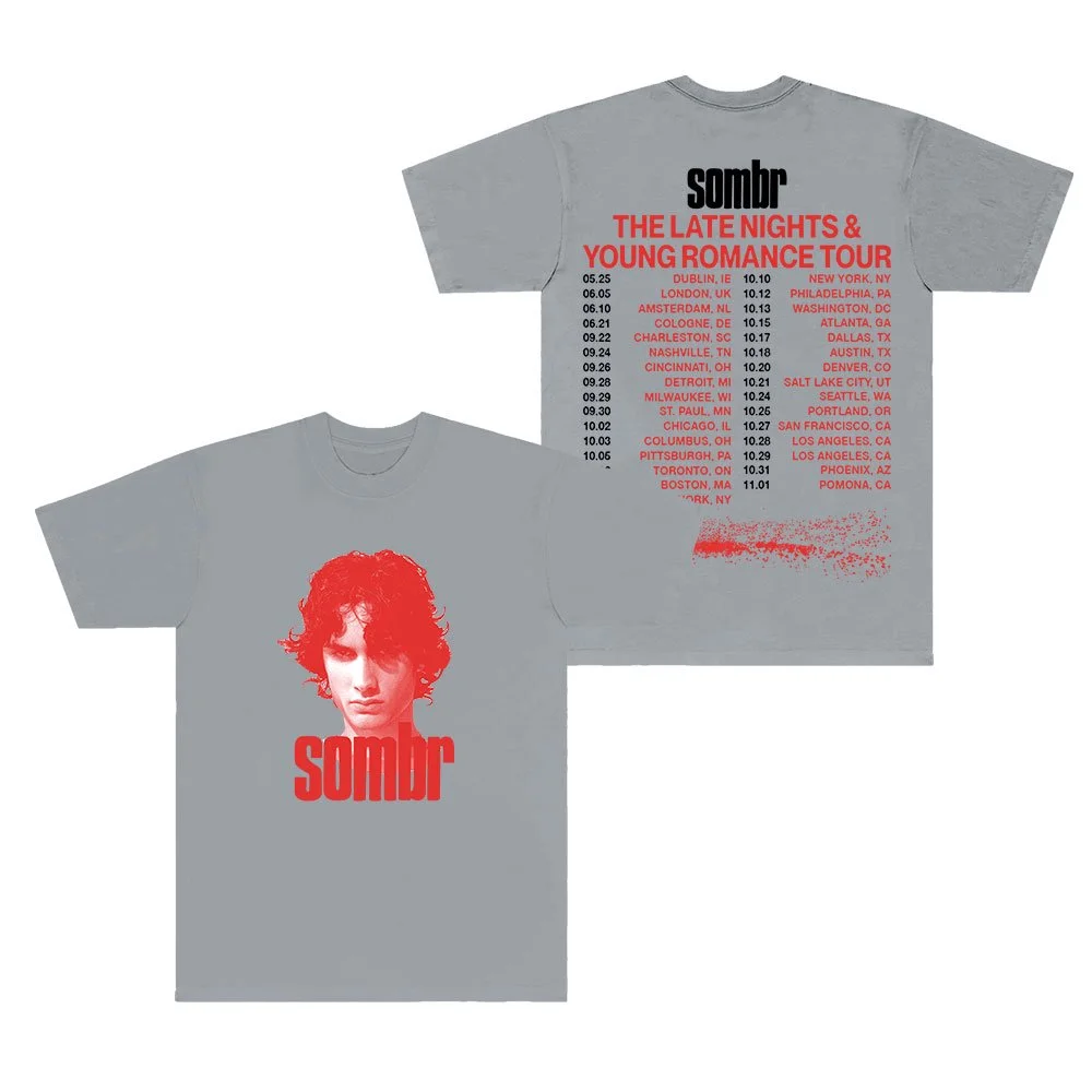 Sombr I Barely Know Her Tour 2025 Merch تي شيرت للنساء والرجال موضة بياقة دائرية وأكمام قصيرة تي شيرت #3