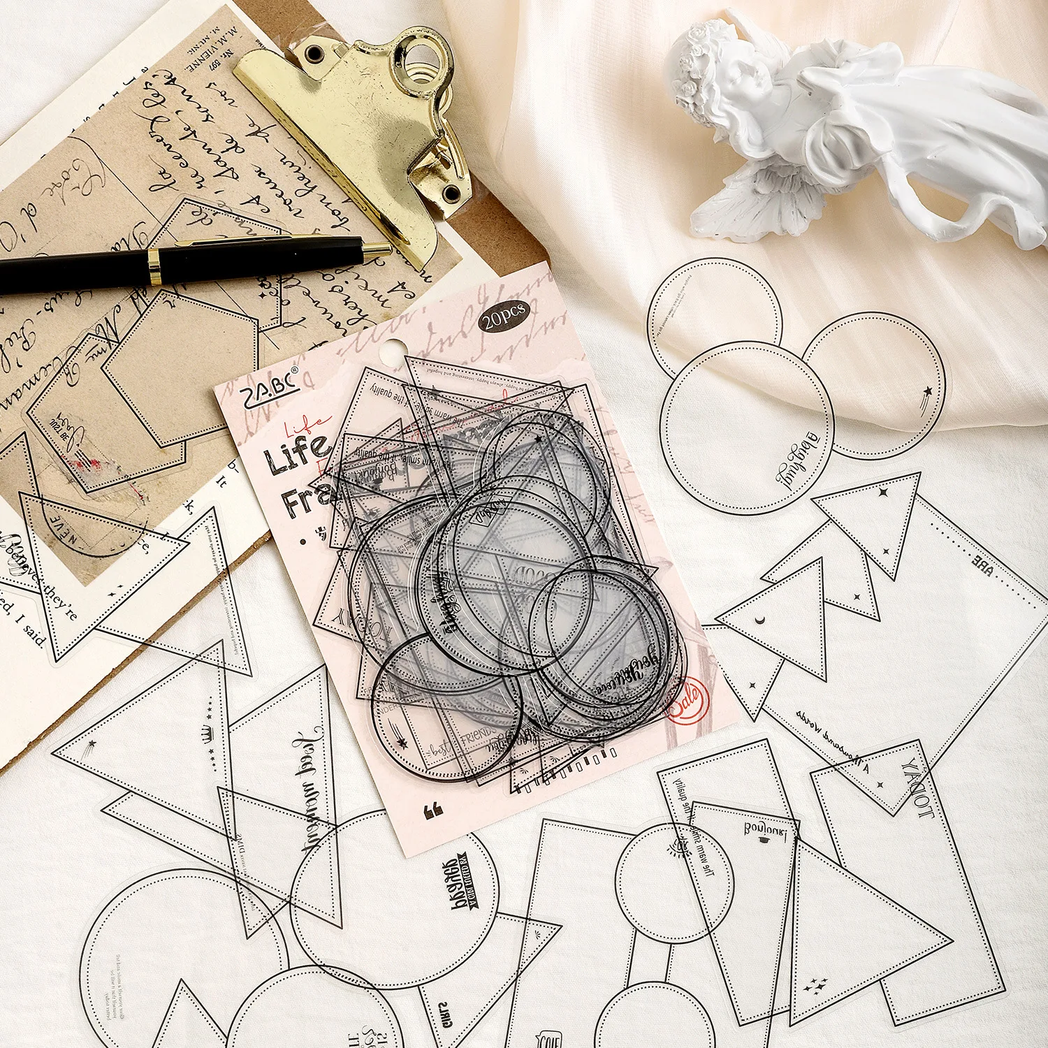Memory Frame Note Series Vintage Geometry Border Landscape PET Sticker Creative DIY Journal Material Collage Stationery