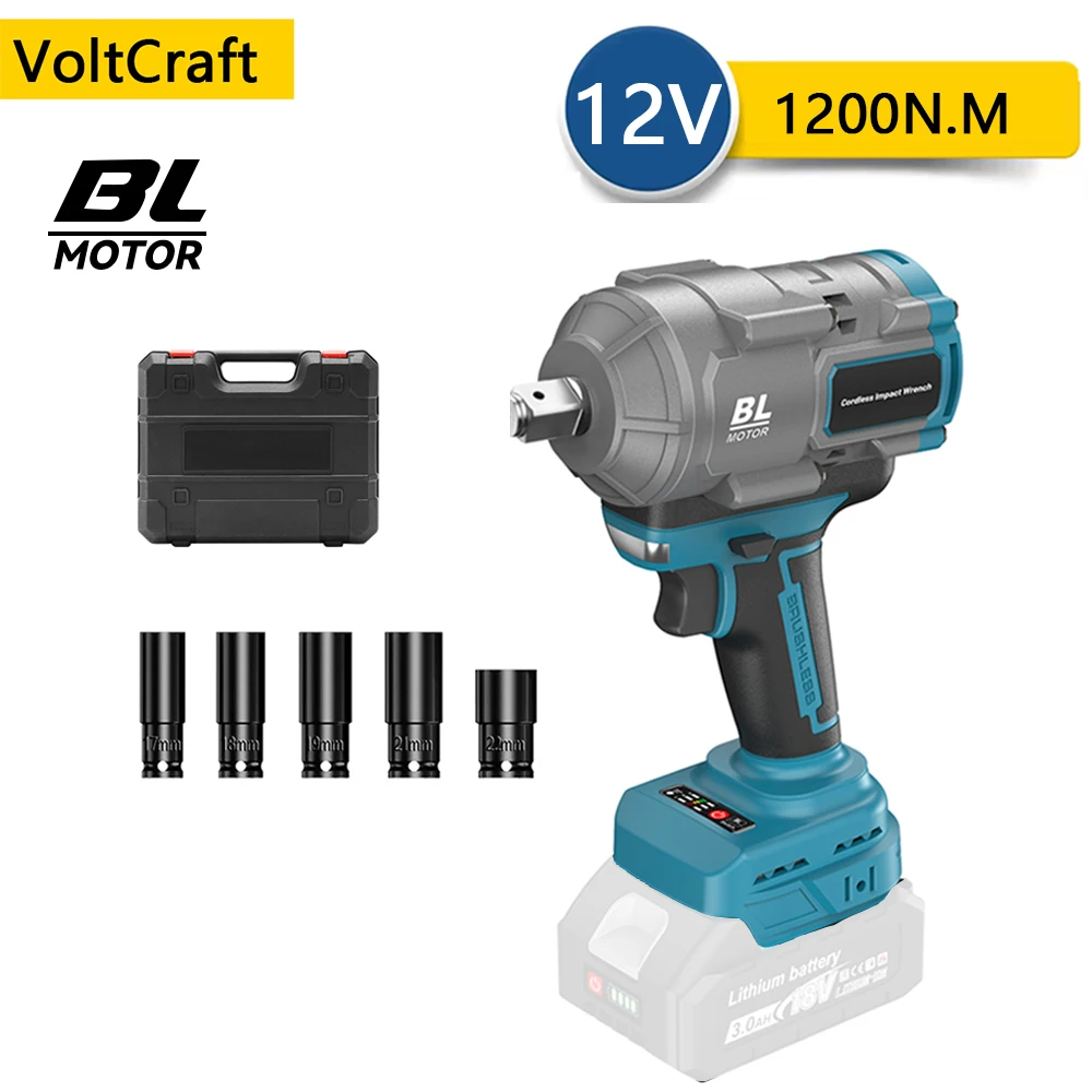 

1/2 inch Impact Wrench 1200N.M Brushless Cordless Screwdriver Wrench Power Tool Electric Wrench For Makita 18V Battery