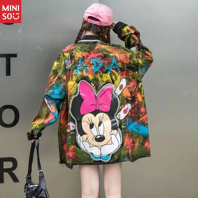 

Miniso Graphic Denim Jacket 2025 | Women's Embroidered Coat, Streetwear Style