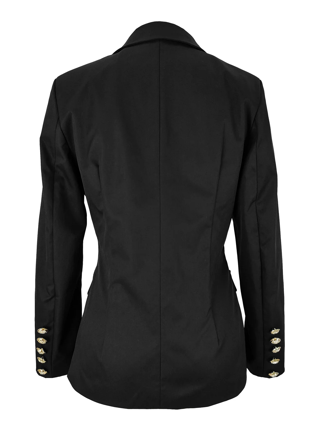Eleganter Büro-Blazer für Damen, doppelreihig, schmal geschnitten, mit Revers, luxuriöse Metallknöpfe in Löwenkopf-Form, Knopfleiste am Kragen, Anzugjacke – Detail 9