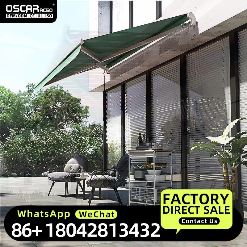 Retractable Aluminum Awning with Steel Frame Manual Remote Control Rain Sun Protection for Gardens Building Doors Retractable Aw