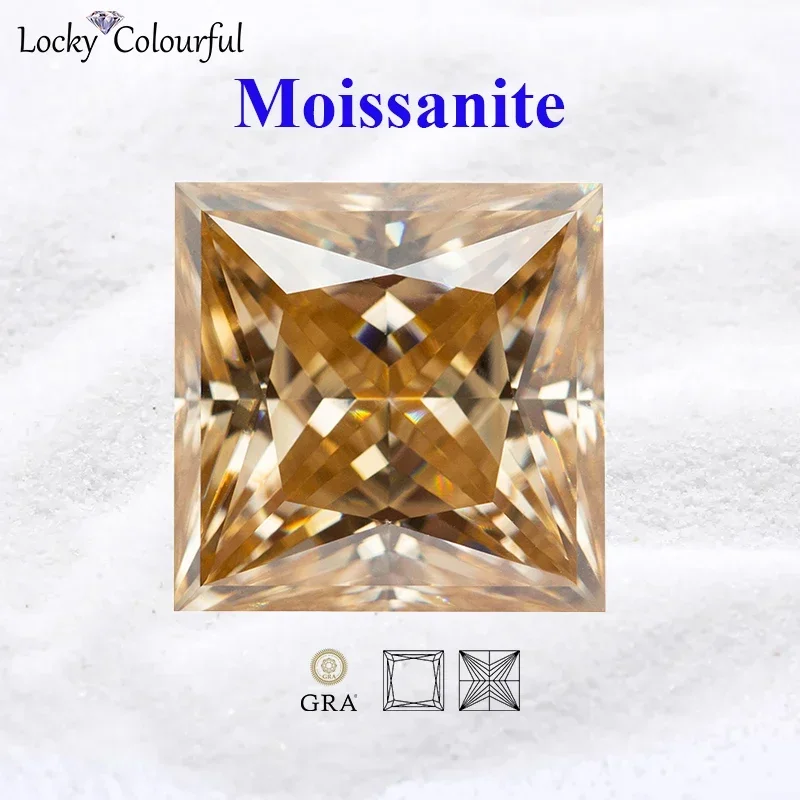 Moissanite Princess Shape A Group Style Multiple Colors VVS1 DIY Charms Beads for Jewelry Earrings Making with GRA Certificate