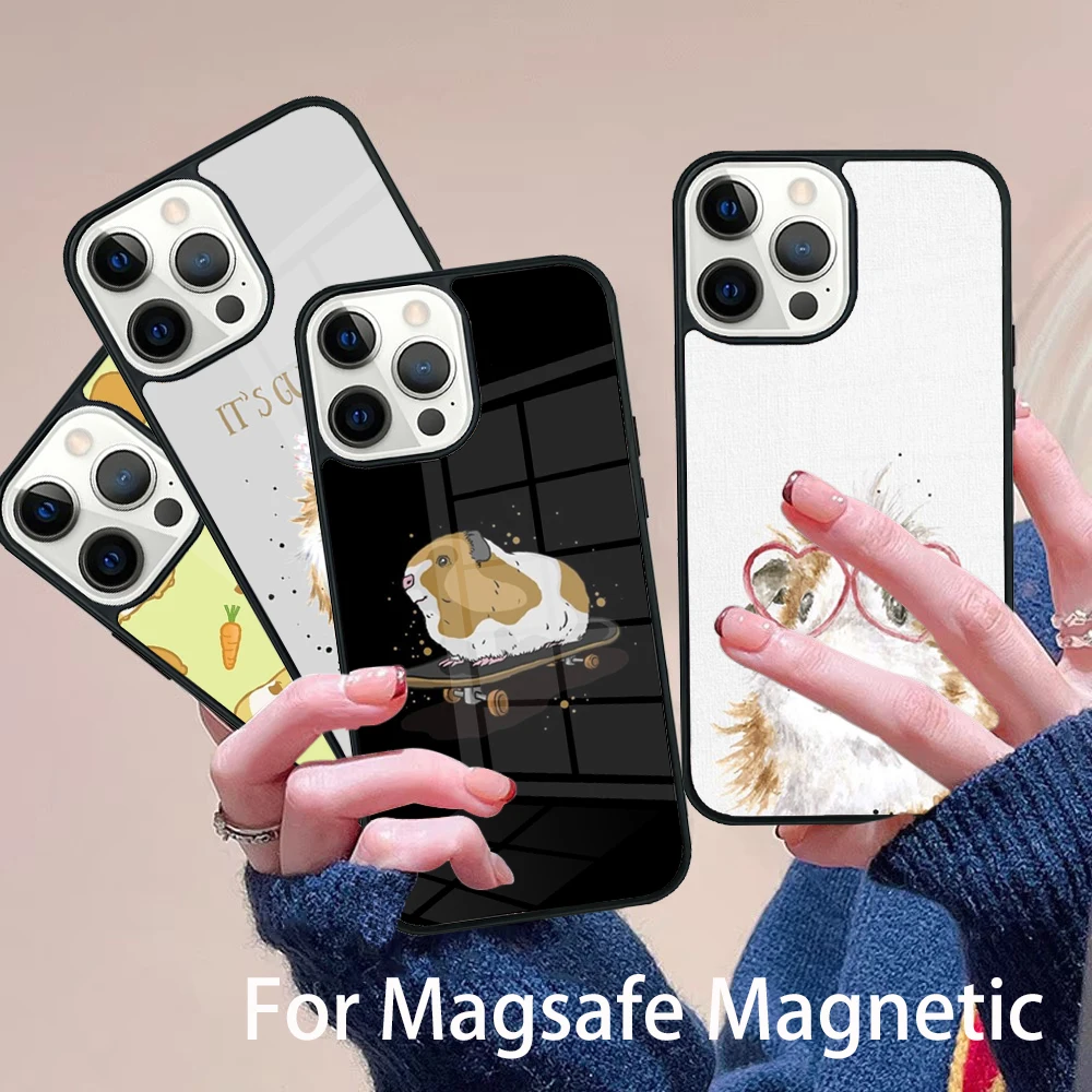 

Guinea Pig Hamster Cute Phone Case Magesafe Magnetic Wireless Charge Cover For IPhone 16 11 12 13 14 15 Pro Max Plus Mini