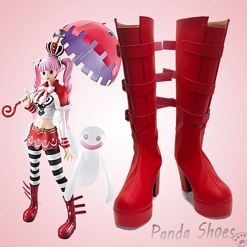 Anime Perona Cosplay Shoes Anime Game Cos Long Red Boots Perona Cosplay Costume Prop Shoes for Con Halloween Party