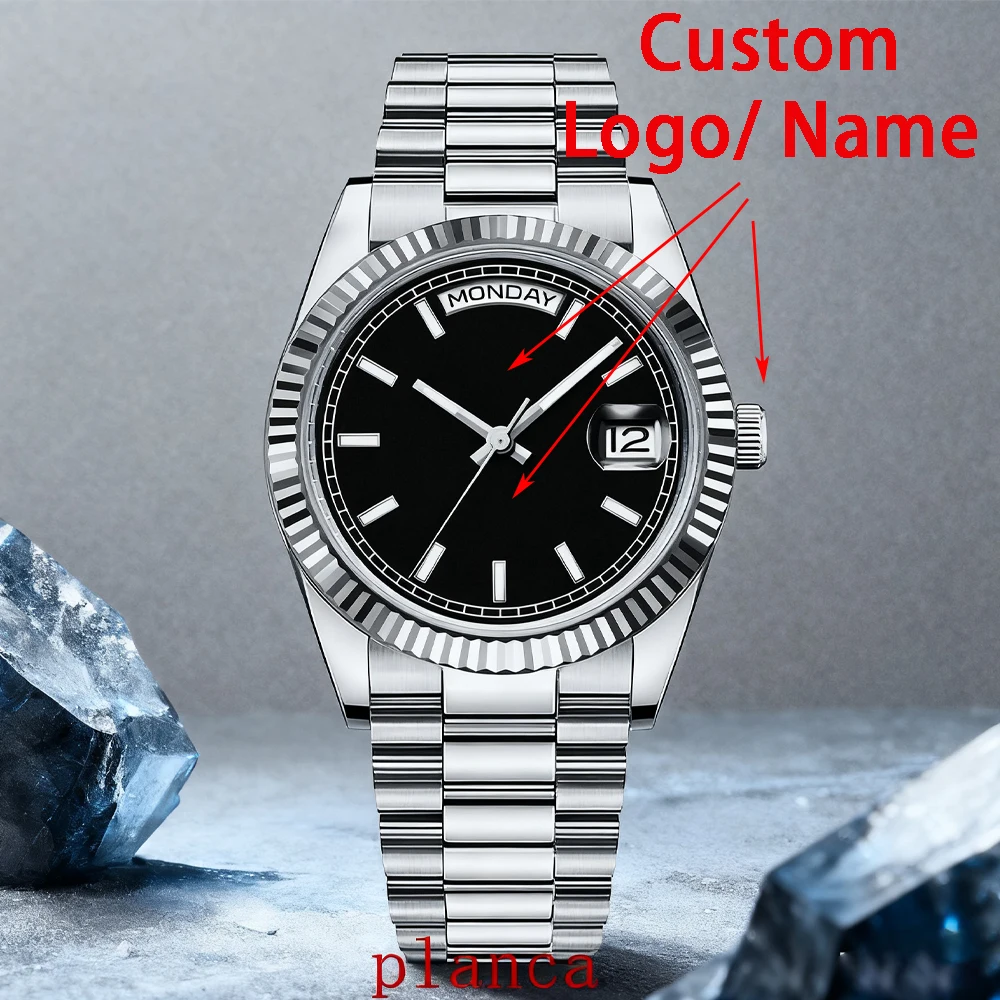 นาฬิกาข้อมือผู้ชายแบบอัตโนมัติขนาด 36 มม. สายสแตนเลส กระจกแซฟไฟร์ กันน้ำ สำหรับดำน้ำ รุ่นหรูหรา