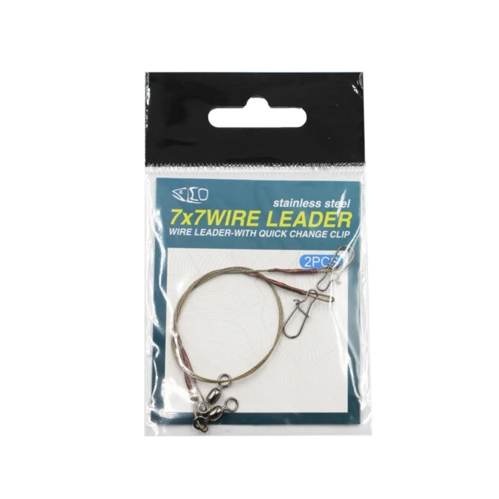 

2 шт. Антиприкусные рыболовные поводки из нержавеющей стали с высоким содержанием углерода, безопасные застежки, вертлюги, стальной трос для рыбалки