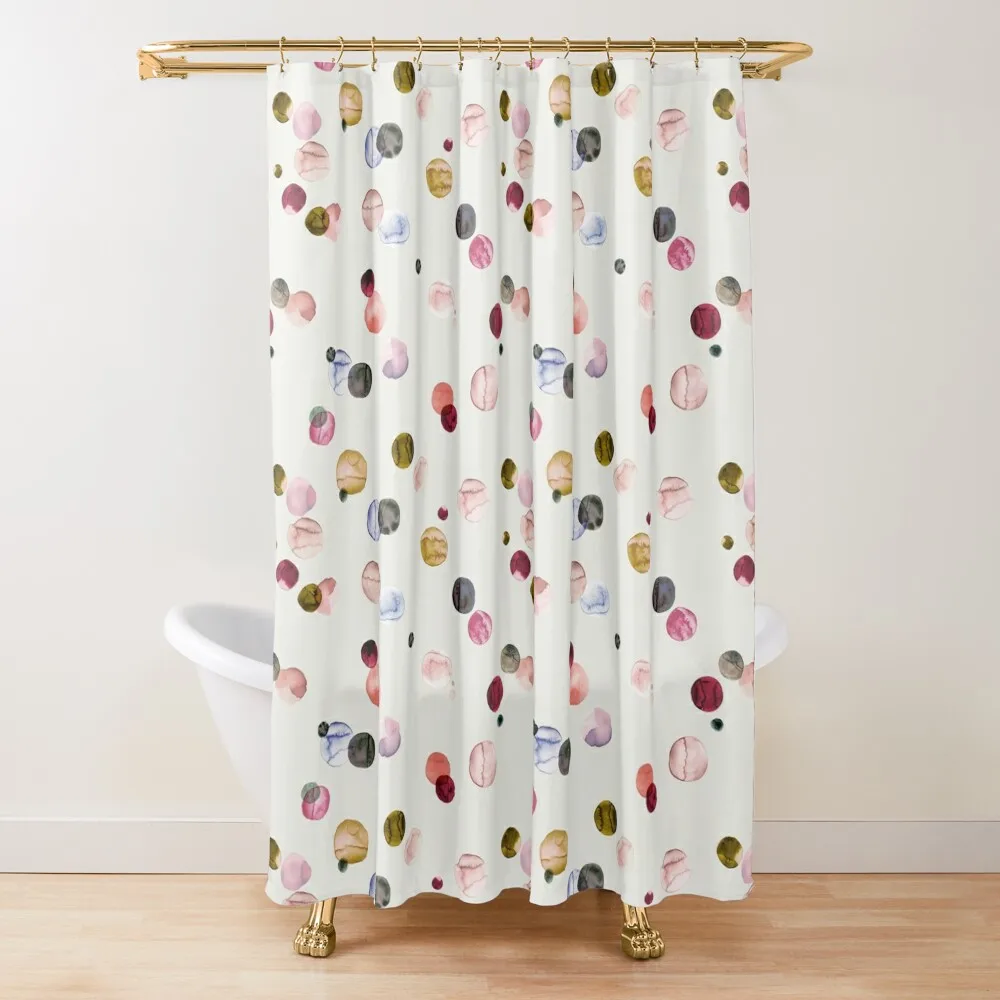 

Watercolor polka dot print - Multicolored gold and pink garnet dots Shower Curtain Funny Shower Curtain