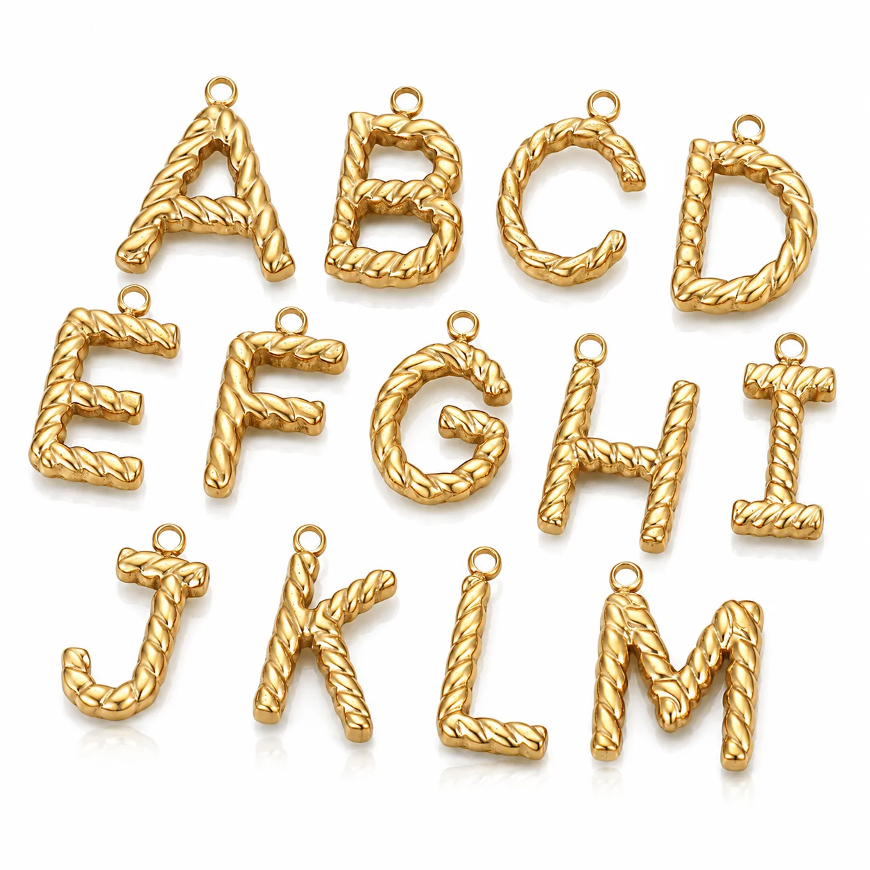 3Pcs English Letter Charm Stainless Steel 3D Alphabet Pendant Initial Capital A-Z Charm DIY Bracelet Necklace for Jewelry Making