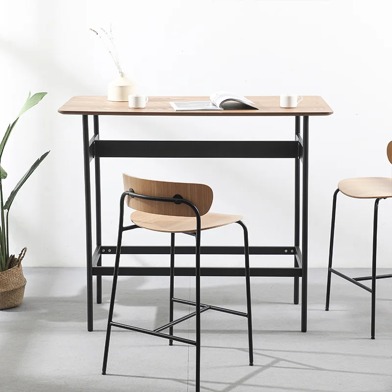 Nordic bar table household casual high table creative log color desktop simple commercial rectangular bar table