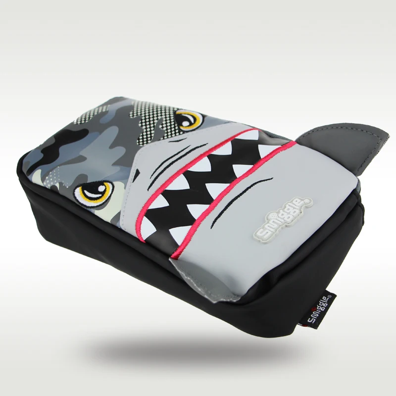 Australia Smiggle Original Hot Selling Pencil Case Student Cool Pencil Case Grey Shark Large Capacity Tote Bag