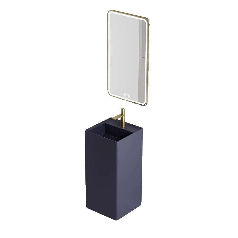 Cream wind pillar basin Balcony floor-to-ceiling washbasin Outdoor ceramic integrated color washbasin