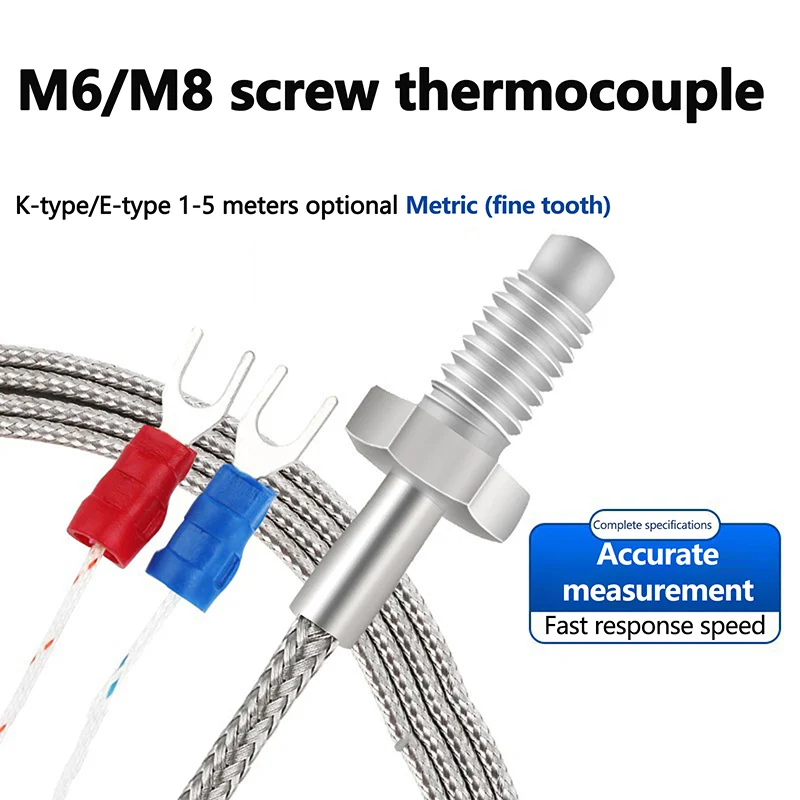 

1 шт. 0-400 ° Регулятор температуры C Резьба термопары M6 Винт типа K 1/1,5/2/3/4/5 м Зонд Датчик Датчик температуры