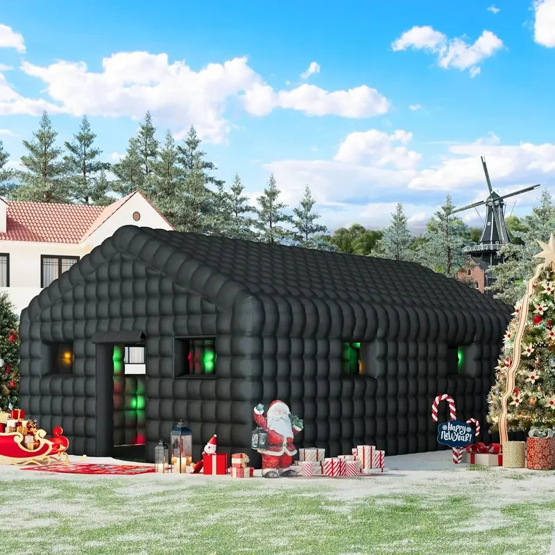 Stock 20/26FT Disco Black House Cube Blow Up Tent Inflatable Nightclub Portable Inflatable Party Tent With Blower For Party