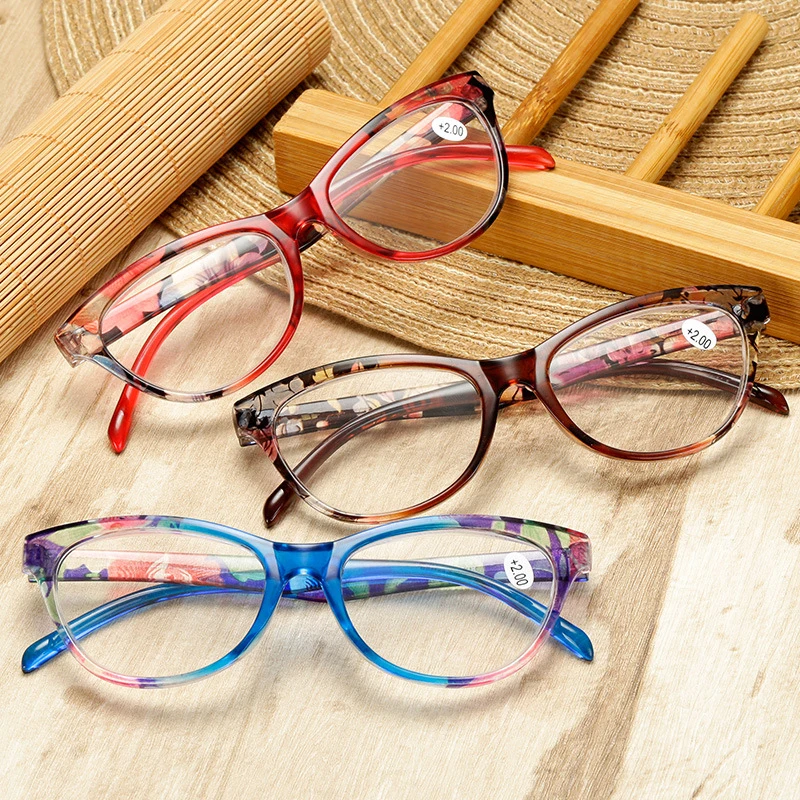 Seemfly-gafas de lectura transparentes para mujer, lentes de lectura con aumento, regalo portátil para padres, dioptrías para presbicia + 1 a + 4