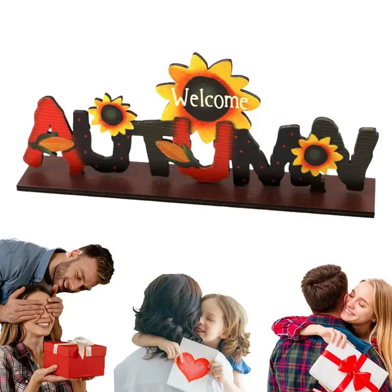 Thanksgiving Fall Wooden Ornament Letters Tabletop Fall Wooden Freestanding Table Decor Party Scene Decoration Supplies for room