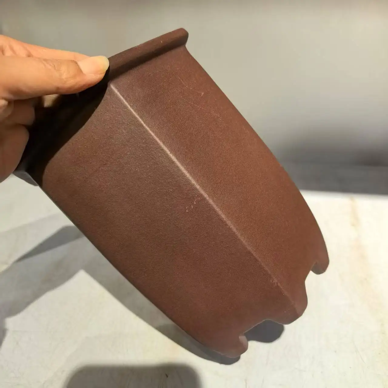 High quality Yixing purple clay bonsai pot handmade cascade pot