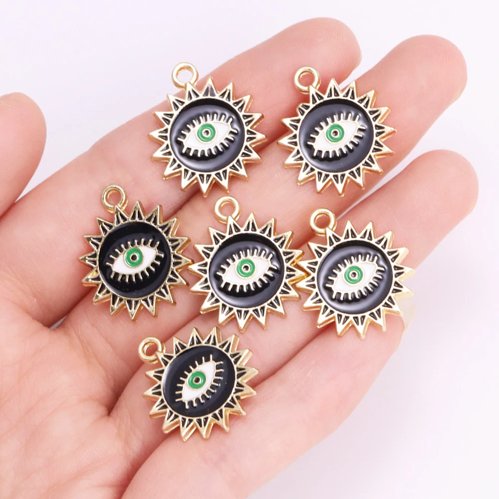 10Pcs Enamel Evil Eyes Pendant Necklace For Womens Jewelry Making Turkish Eye Charms Earrings Bracelet DIY Accessories Metal