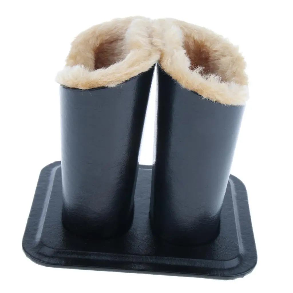 

PU Leather Double-Head Upright Plush Lined Eyeglass Holder Stand Pen Holder , Black PU Leather