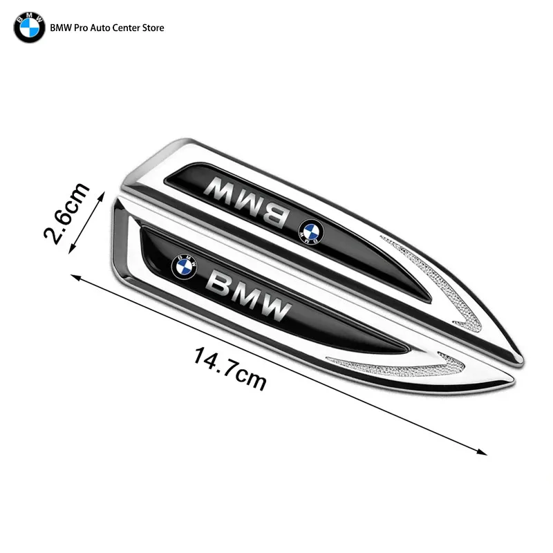 2Pcs 3D Metal Car Styling Side Fender Body Decor Stickers For M Performance E46 E90 E60 F30 E39 F10 E87 Serie 1 BT21 G20 X1 E70