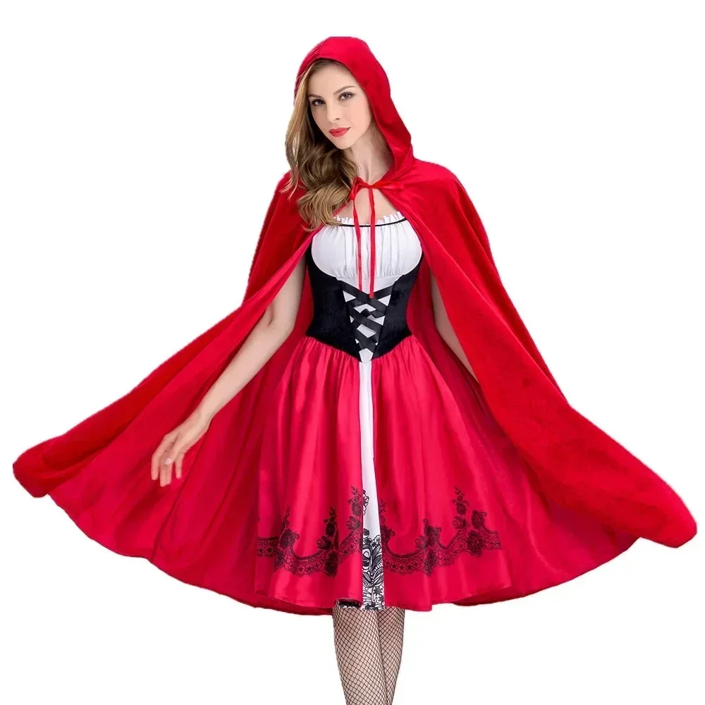 Disfraz de Cosplay de Caperucita Roja para mujer, capa de Wicca para Halloween, vestido de Reina para fiesta de Carnaval