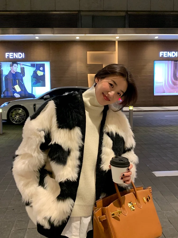 Jaet – manteau Long en laine tricoté pour jeunes femmes, nouvelle collection 2024, Sle v-ne, Version coréenne, imprimé, Sve ort