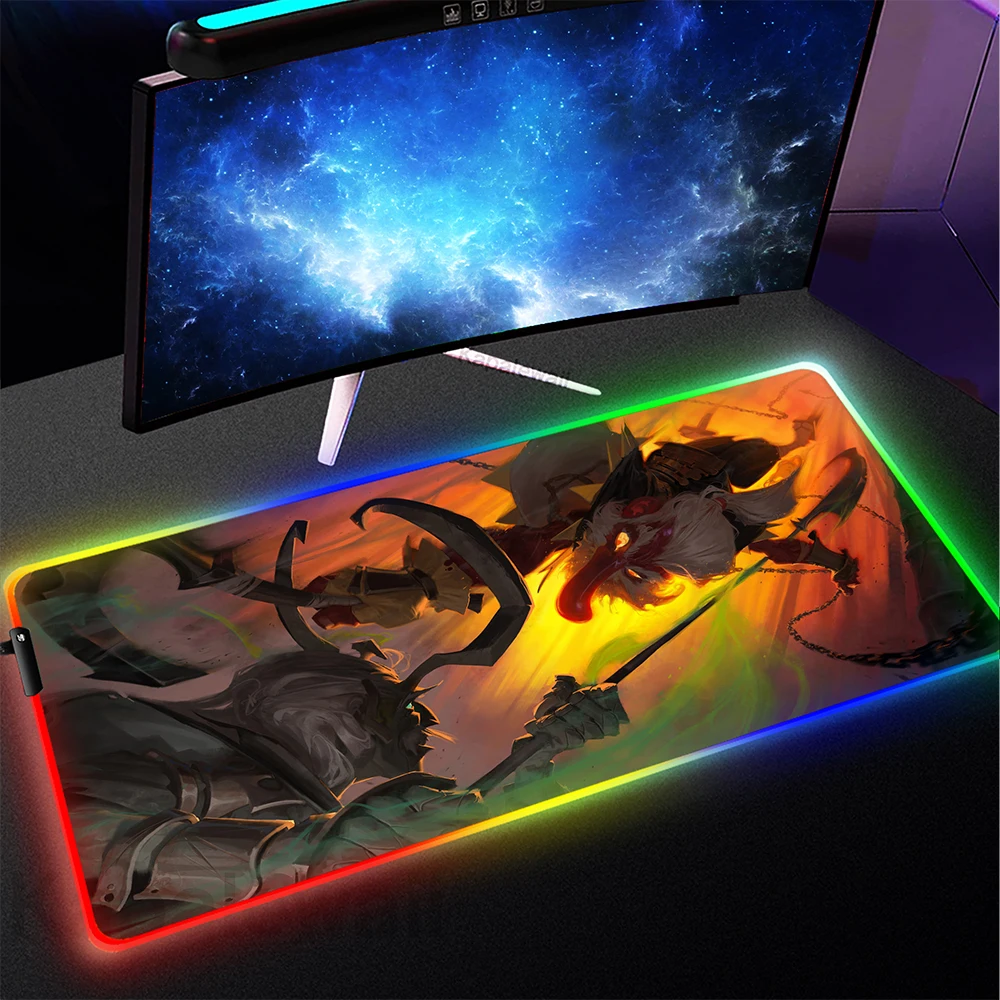 Gaming Mouse Pad Computer Mousepad RGB Large Dragon Mouse Mat Gamer XXL Backlit Keyboard Pads Anime Mause Mats LED Game Deskmat