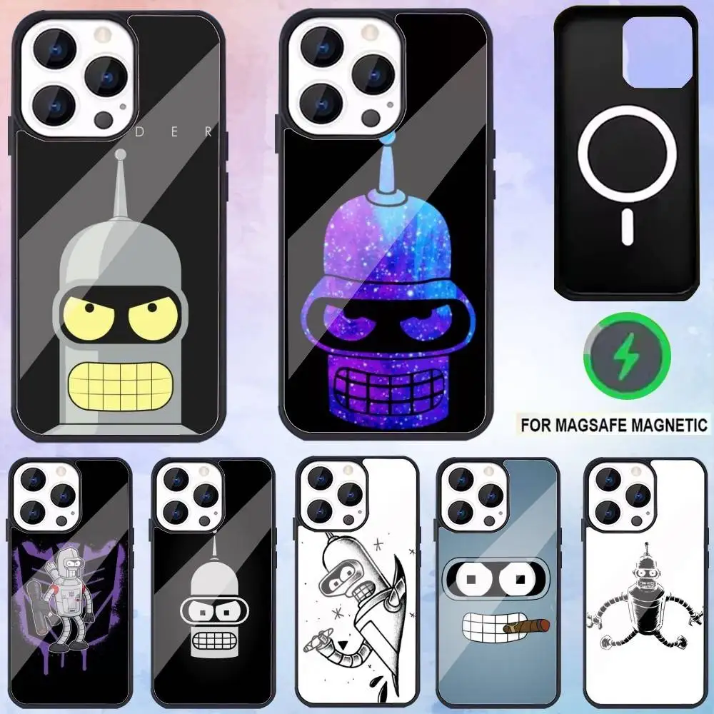 

F-Futurama Anime B-Bender Phone Case For iPhone17,16,15,14,13,12,11 Plus,Pro Max Magnetic Magsafe Wireless Charging