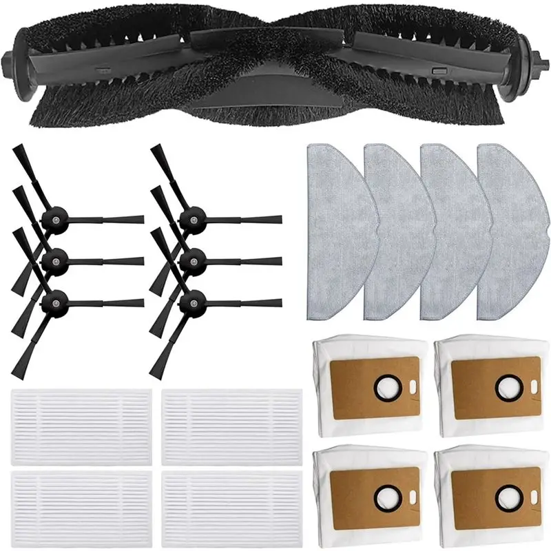 ABNM 19PCS For Tapo RV30 Max /RV30 Max Plus /RV20 Max /RV20 Max Plus Vacuum Parts Main Side Brush Filters Mop Cloth Dust Bags