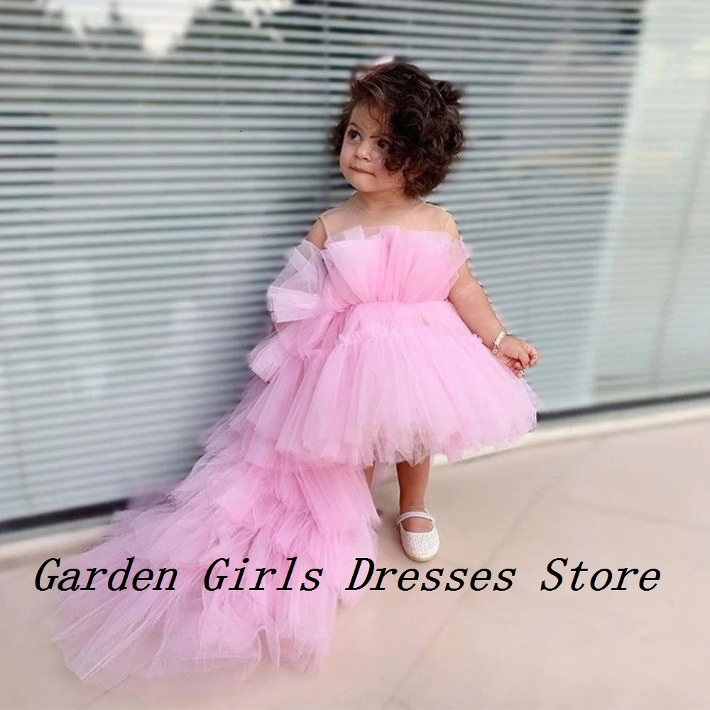 

Pink Scoop Flower Girls Dresses with Soft Tulle Sleeveless Christmas Dresses for Princess 2024 Summer New فستان عيد الميلاد 2025