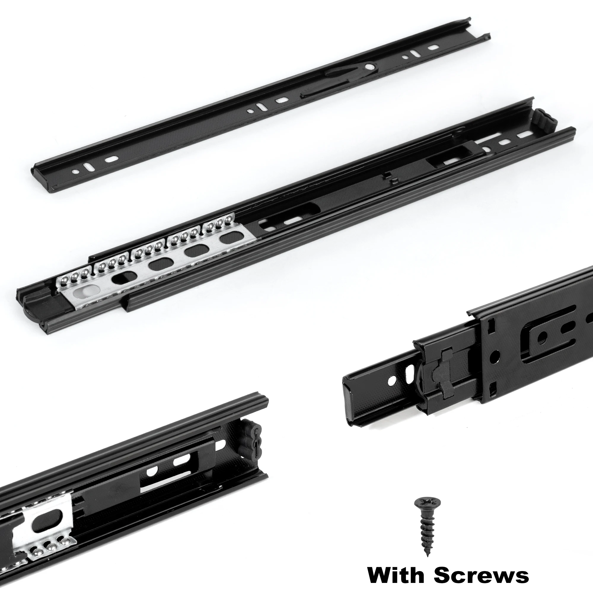 Drawer Rail 10~20Inch Stainless Steel Ball Bearing Slides Drawer Sliding Track 3-Section Full Extension Cabinet Furniture Slides