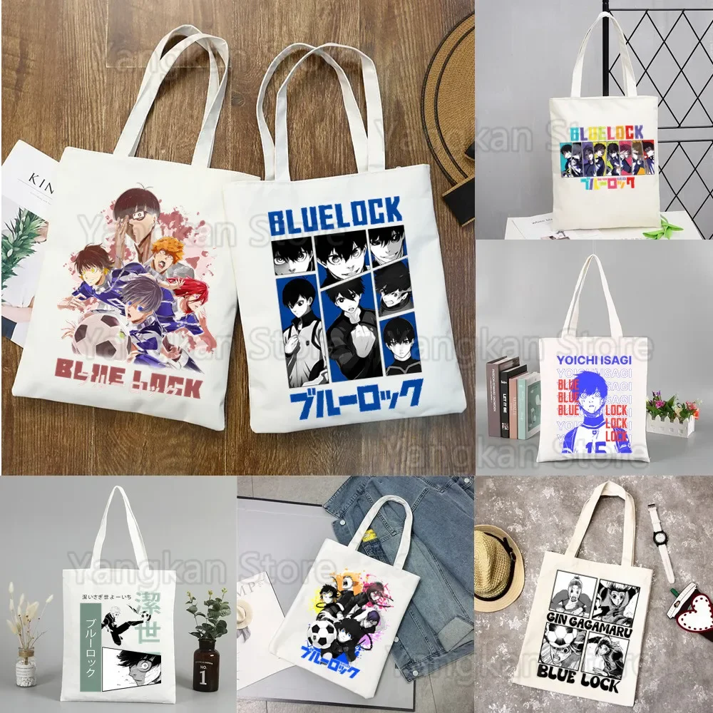 

Blue Lock Isagi Yoichi Shopping Bag Print Original Design White Unisex Fashion Travel Canvas Bags