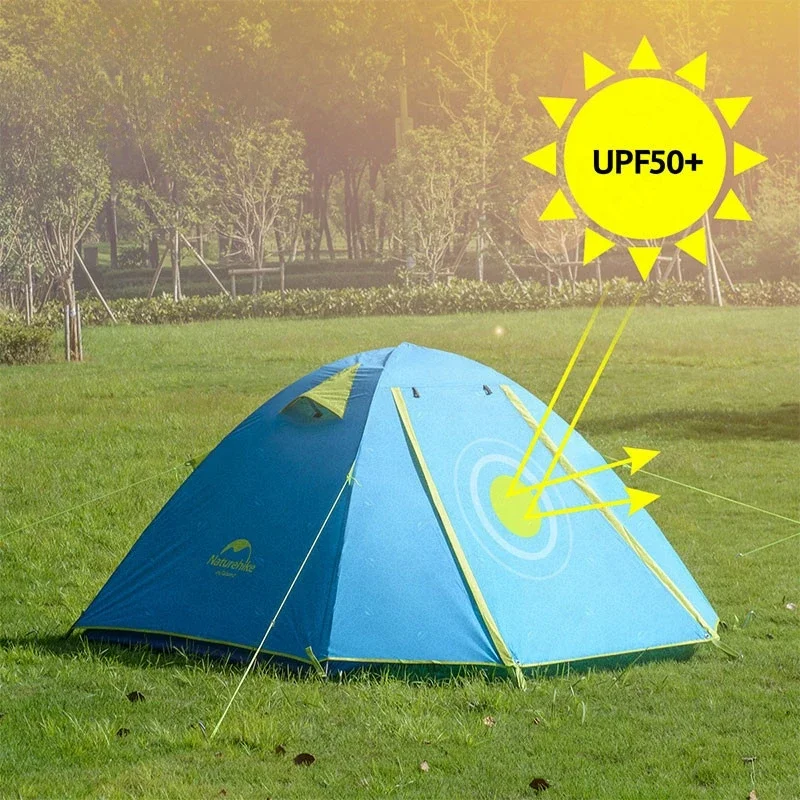 P-series new UPF50+ Outdoor Aluminum Pole carpas de camping Double Layer Weatherproof 2 person tent Camping tenda