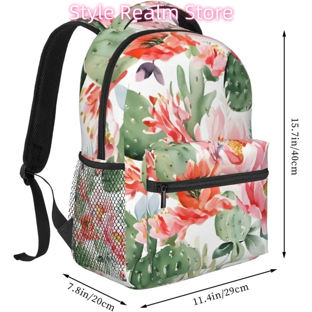 Mochila ligera para ordenador portátil con diseño de flor de Cactus del desierto, mochila informal de viaje multiusos, mochilas universitarias Unisex para hombres