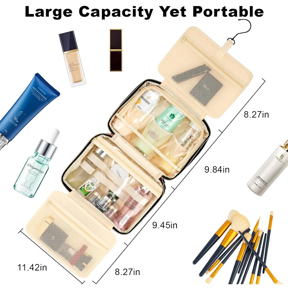 Foldable Toiletry Bag Organizer Hanging Storage Bag Bathroom Makeup Bag Case Travel Dry and Wet Separation Cosmetic Bag