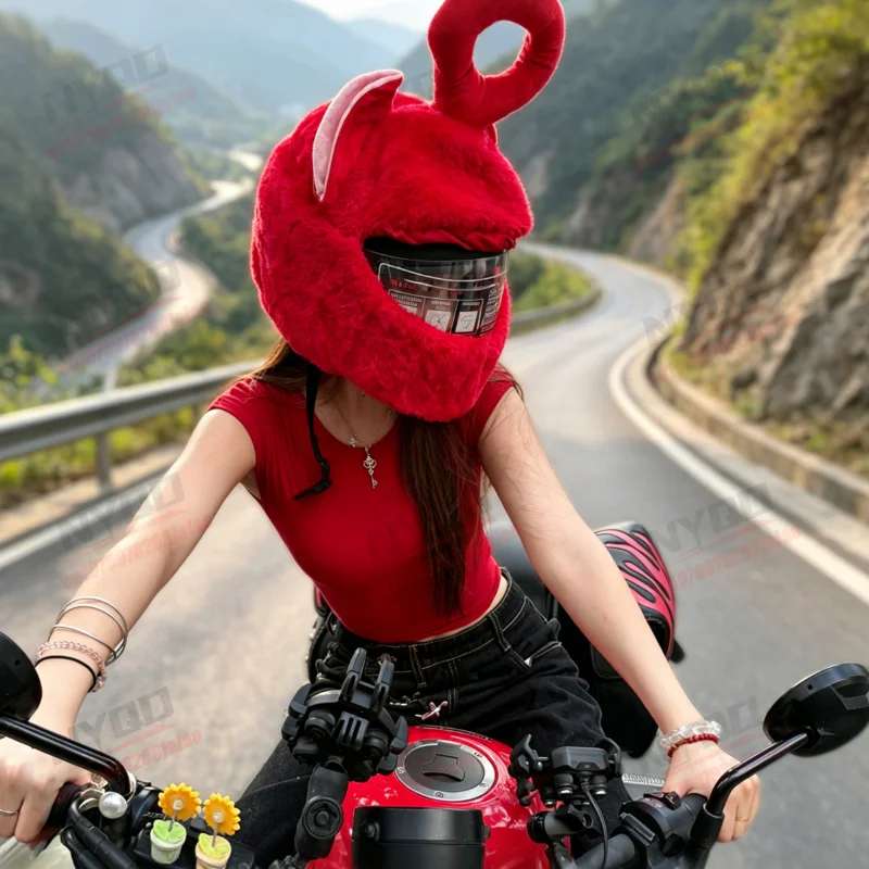 Motorcycle Helmet Cover Cartoon Cute Protective Scratch Resistant Helmet Cover Fashionable Helmet Plush Full Face Hood