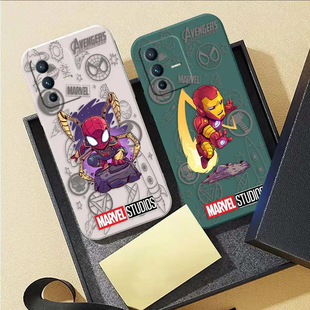 Cartoon Funny Spider-Man Iron Man custodia per telefono per VIVO S1 S5 S6 S7 S9 S9E S10 S12 S15 S16 S16E T1 T2X V15 V20 V21 V23 PRO 5G Case