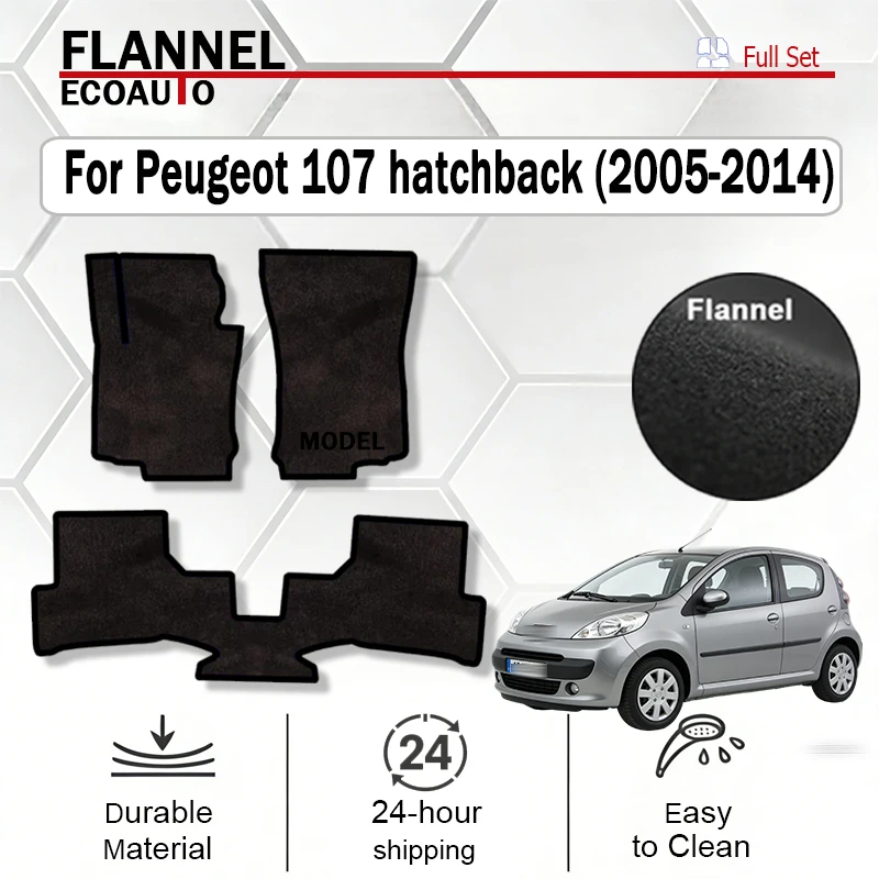 

Комплект велюровых ковриков ECOAUTO для Peugeot 107 хэтчбек (2005-2014) - черный